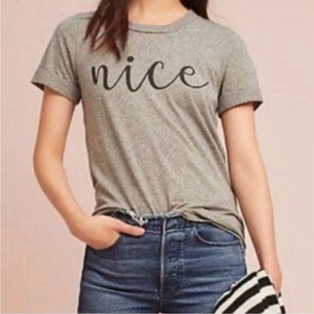 Sol Angeles Womens NICE Graphic Short Sleeve Tee Shirt Sz Small Grey Crew Neck
